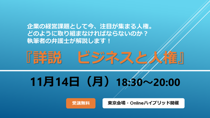 セミナー「著者が解説！『詳説 ビジネスと人権』の読み方・使い方